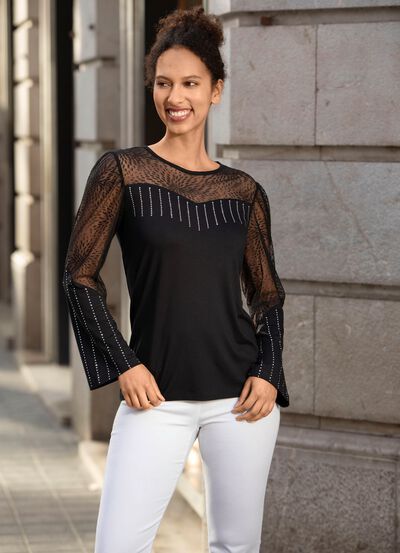 Shirt-Tunika mit Nietenzier 