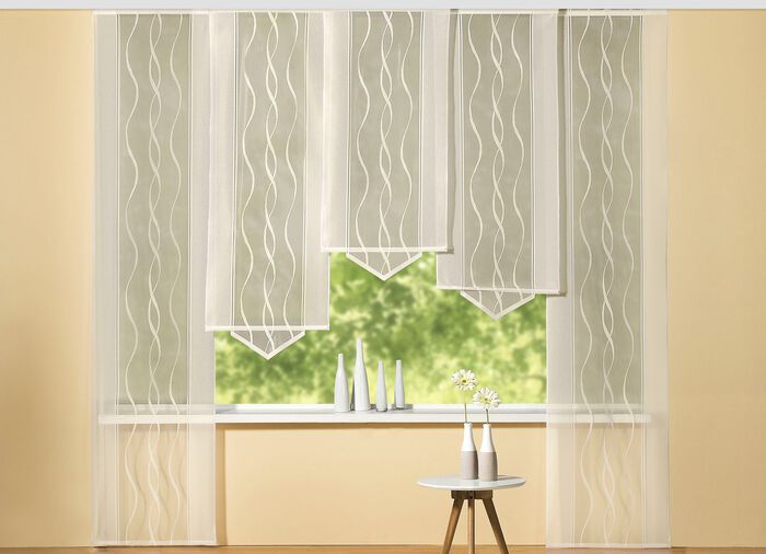 Schiebevorhang Welle mit Dreiecksabschluss, verschiedene Farben CHAMPAGNER