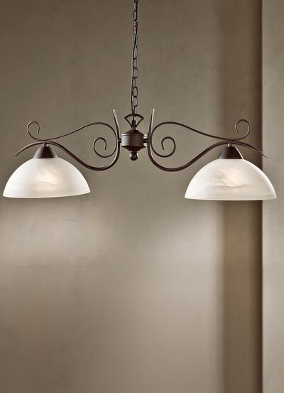 Pendellampe, 2-flammig, mit Gestell aus rostfarbenem Stahl 