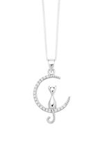 Anhänger Katze im Mond aus Silber 