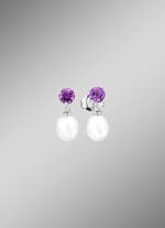 Ohrstecker mit S&uuml;sswasser-Zuchtperle und Amethyst 