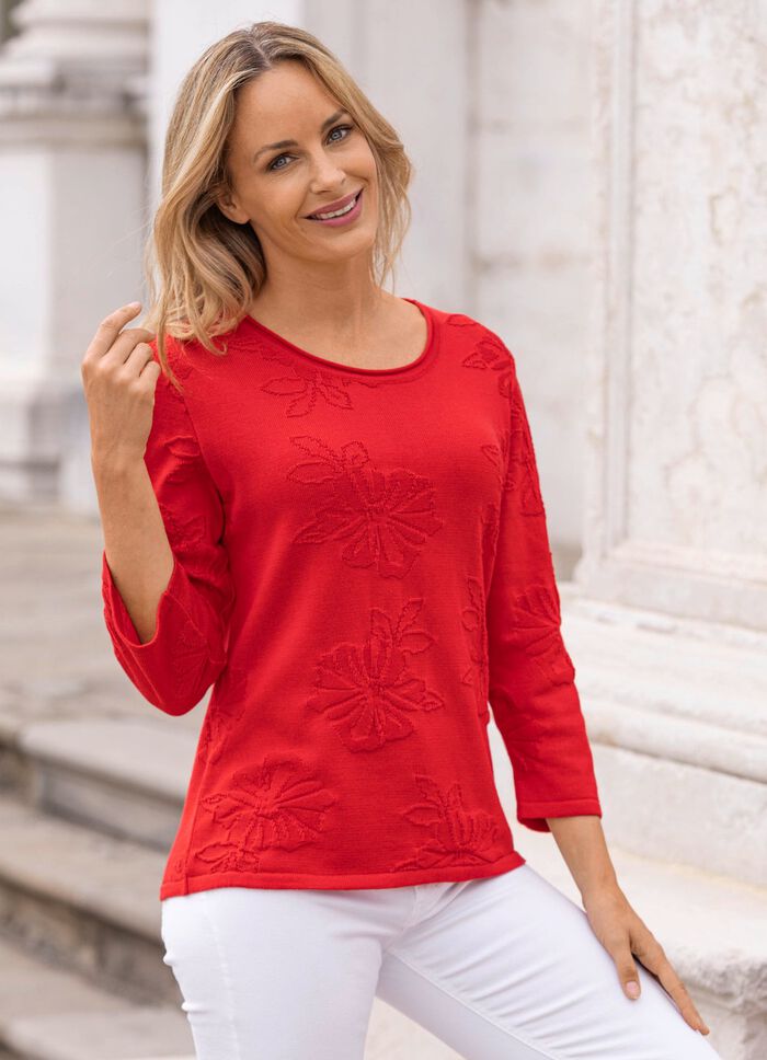 Pullover mit feiner Floralstruktur 