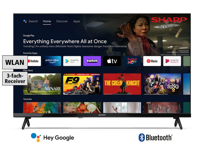 Sharp 32FH2EA rahmenloser HD-Ready-LED-Android-Fernseher 