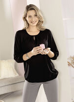 Shirt mit Schlitz in 2 Farben SCHWARZ