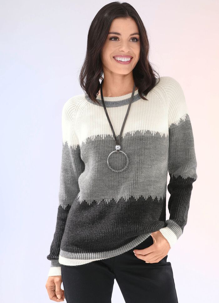 Pullover in Perlfang GRAFIT-GRAU MELIERT-ECRU