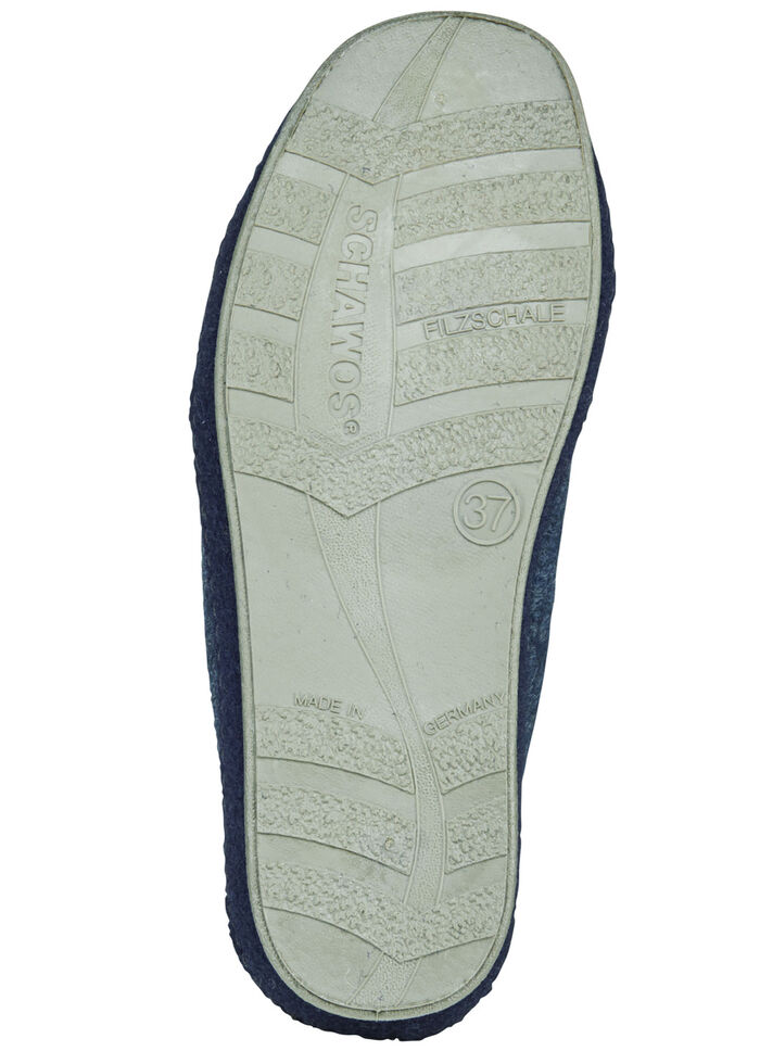 Atmungsaktive Damen-Hausschuhe, mit Schurwolle DUNKELBLAU-HELLGRAU