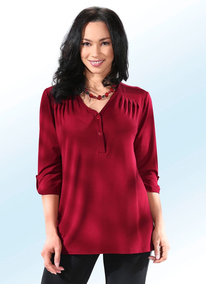 Shirt mit V-Ausschnitt  BORDEAUX