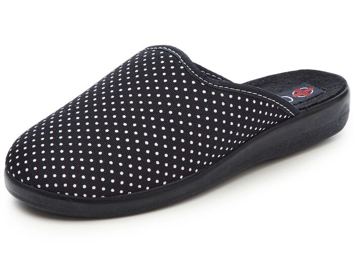 Zweierpack Pantoffeln aus gepunktetem Textilmaterial 