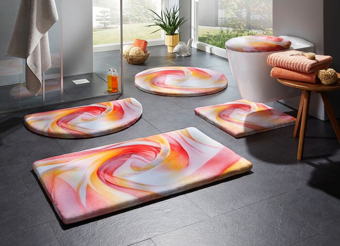 Traumhaft weiche, bedruckte Badvorleger ROT-GELB