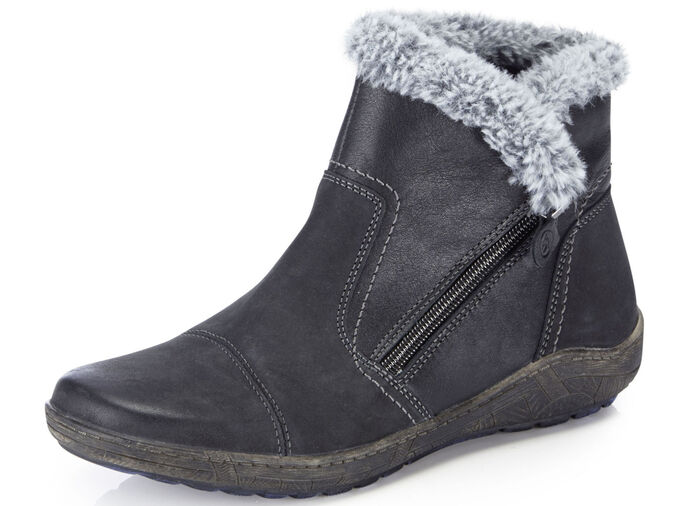 ELENA EDEN Bootie mit grauem Plüschkragen SCHWARZ-GRAU