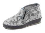 Floral bedruckter Wollfilz-Hausschuh GRAU