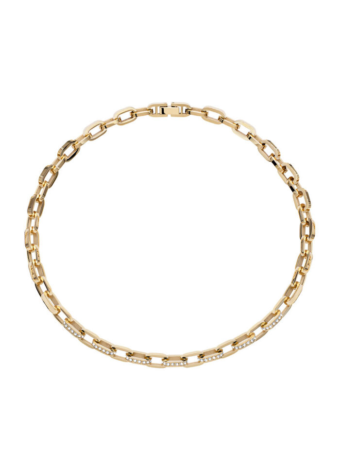 Halskette aus vergoldetem Edelstahl mit Kristallen 