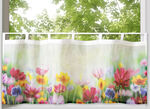 Kurzvorhang Blumenwiese aus digitalbedrucktem Voile 