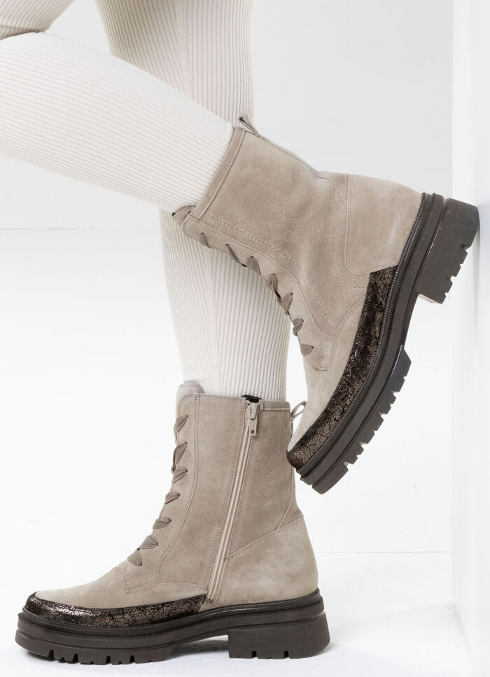 Waldläufer, bequeme Damen-Stiefeletten, Winterschuhe, Weite H, mit herausnehmbarem Fußbett TAUPE