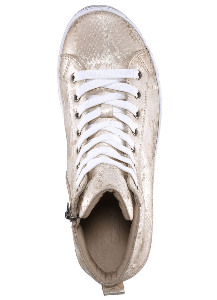 Gemini Schnür-Booties aus geprägtem Rindleder mit Metallic-Schimmer MATTGOLD