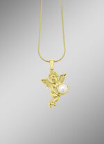 Himmlische Eleganz: Engel-Anhänger mit Süsswasser-Zuchtperle 