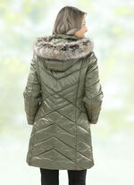 Longjacke mit abnehmbarem Kunstpelz-Besatz