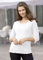Pullover mit Wellenabschlüssen WEISS