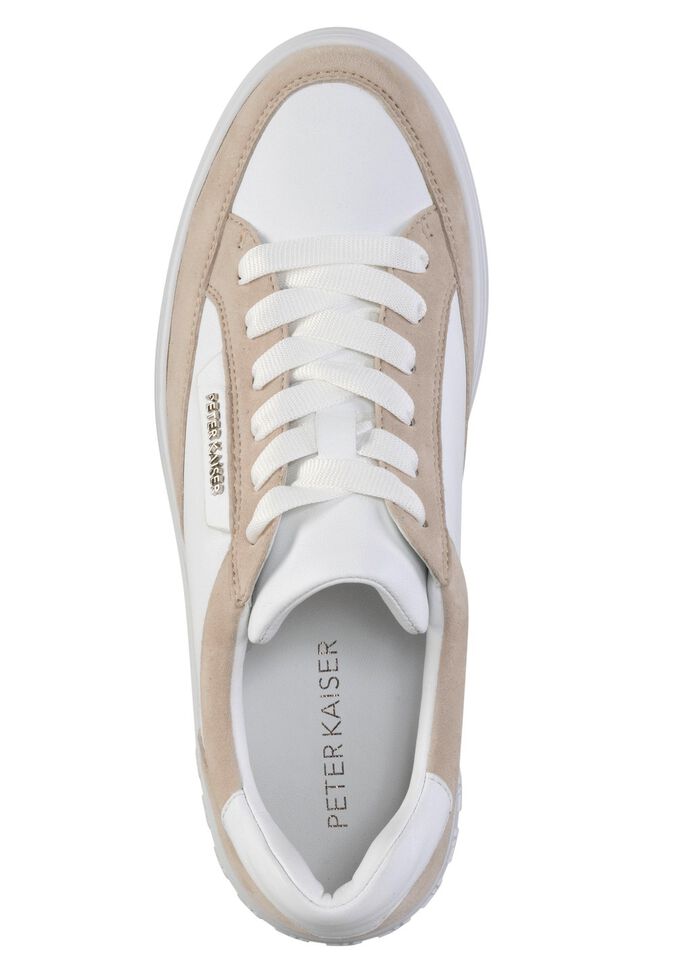 Peter Kaiser Schn&uuml;r-Sneaker aus Nappa- und Veloursleder WEISS-BEIGE