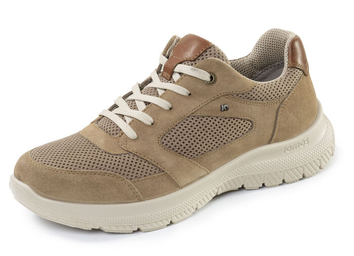 Sportliche Herren-Schnürschuhe, Weite H, mit herausnehmbarem Fussbett BEIGE