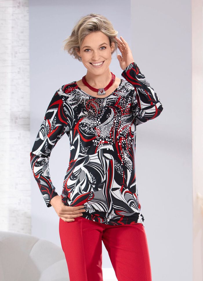 Shirt mit abgerundetem V-Ausschnitt  