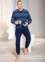 Schlafanzug aus Frottierstretch mit B&uuml;ndchenabschl&uuml;ssen  