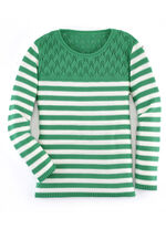 Pullover mit Ringeldessin   GRÜN-ECRU