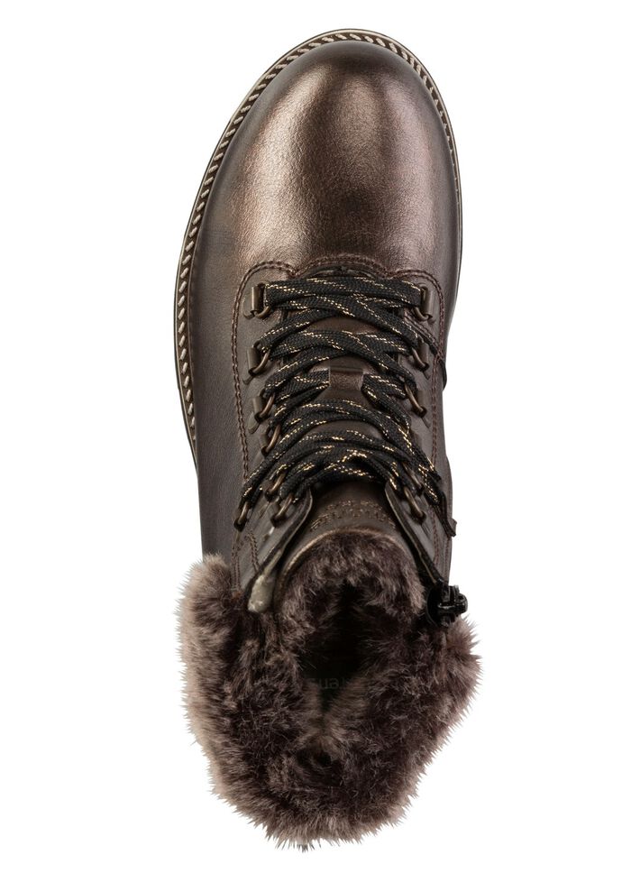 Remonte Schn&uuml;r-Stiefelette mit Pl&uuml;schkragen 