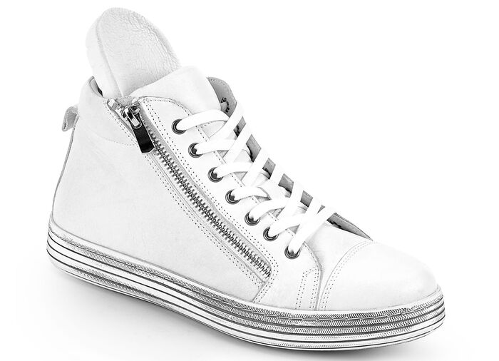 Gemini Schnür-Stiefelette mit praktischem Seitenreissverschluss WEISS