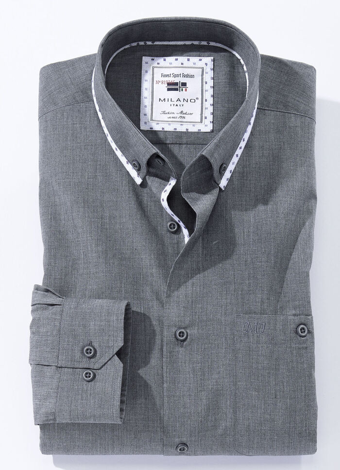 &laquo;Milano Italy&raquo;-Hemd in 4 Farben ANTHRAZIT MELIERT