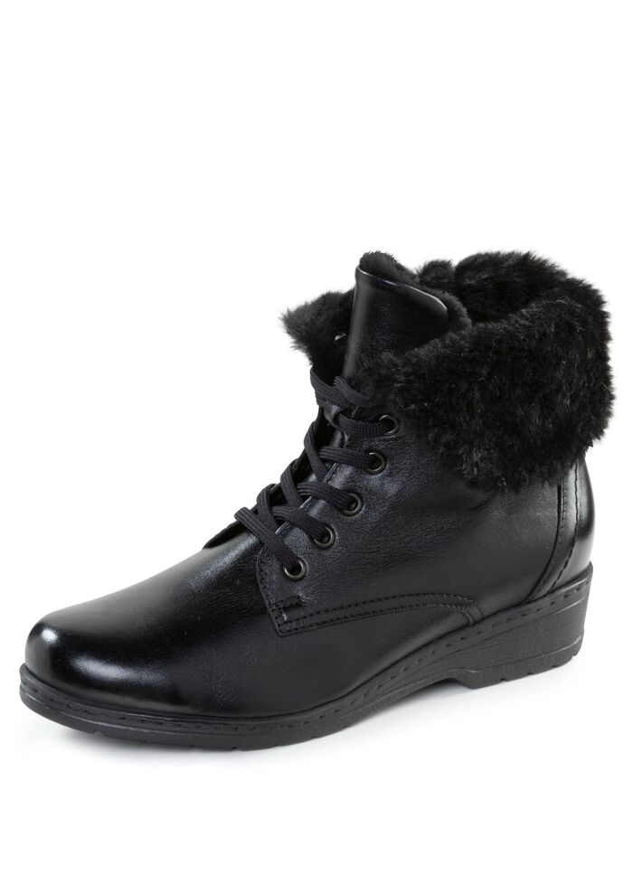 ELENA EDEN Schn&uuml;r-Stiefelette mit umschlagbarem Lammfellkragen 
