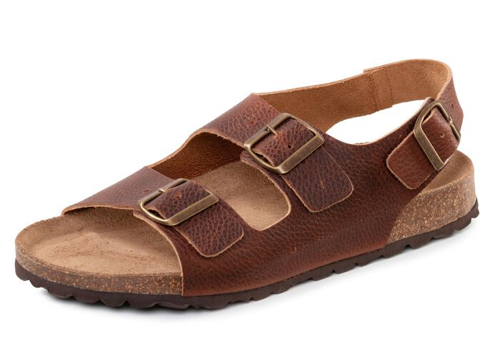 GINO GALANTE, klassische Herren-Sandalen, Weite H, mit verstellbaren Schliessen BRAUN