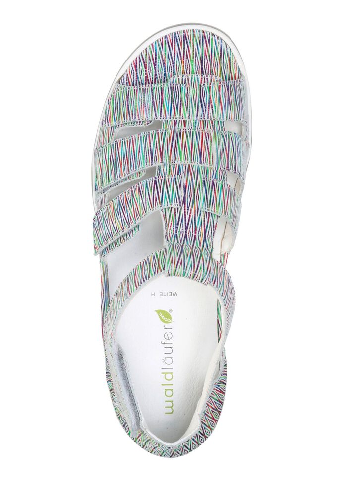 Waldl&auml;ufer, bequeme Damen-Sandalen, Weite H, mit herausnehmbarem Fussbett WEISS-BUNT