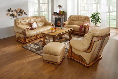 Italienische Polsterm&ouml;bel mit Bezug aus echtem Leder 