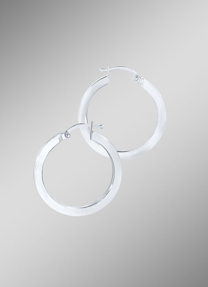 Hochgl&auml;nzende Creolen aus Weissgold 