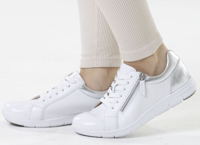 ELENA EDEN, bequeme Damen-Sneaker, Weite G, mit herausnehmbarem Fussbett WEISS-SILBER