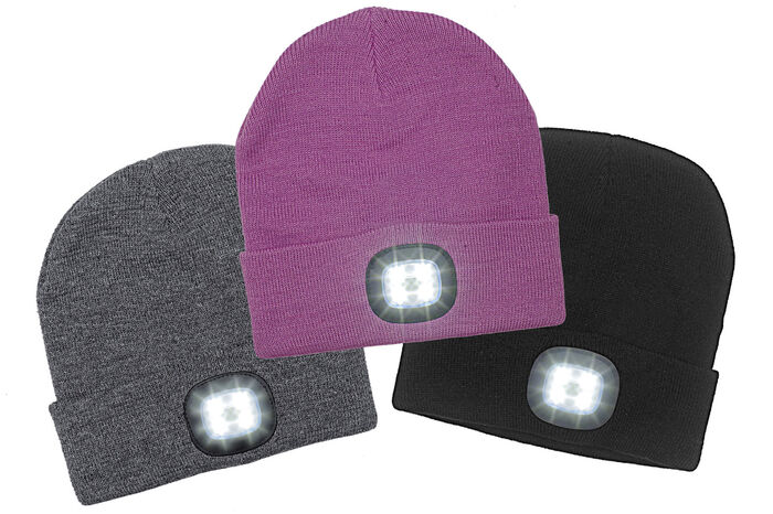 Modische Mütze mit integrierter, herausnehmbarer LED-Lampe GRAU