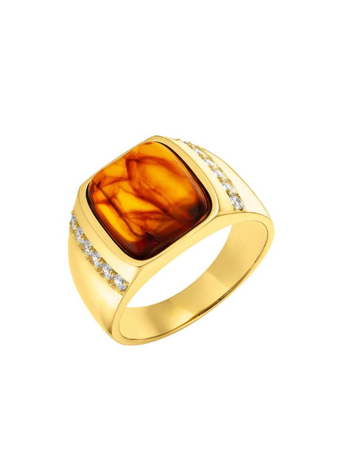 Herrenring mit echtem Bernstein 