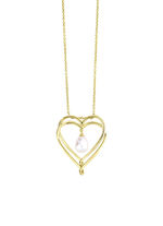 Herz-Anhänger mit Süsswasser-Zuchtperle und Ankerkette 