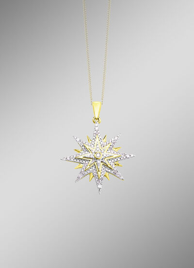 Toller Stern-Anh&auml;nger mit Brillanten und Diamanten 