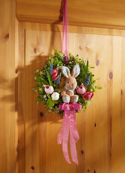 Wandkranz mit Hase aus Pl&uuml;sch 