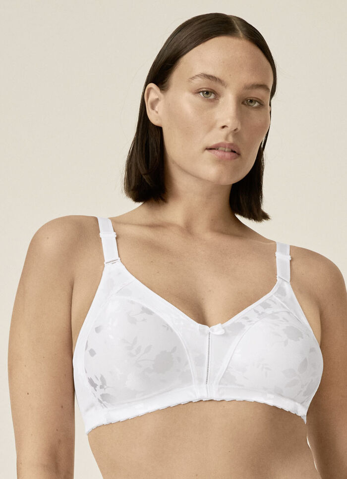 Naturana Minimizer-BH mit dezent glänzendem Floraldruck WEISS