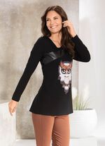 Shirt mit schwarzem Nappaleder-Imitat-Einsatz in 2 Farben 