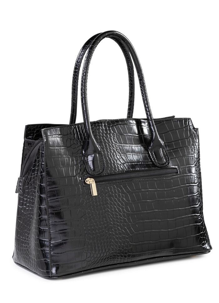 Tasche aus krokogepr&auml;gtem Synthetik SCHWARZ