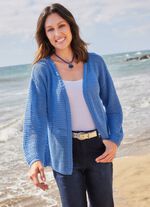 Strickjacke mit Struktur- und Ajourmuster 