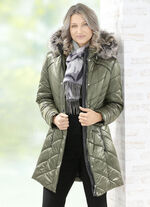 Longjacke mit abnehmbarem Kunstpelz-Besatz