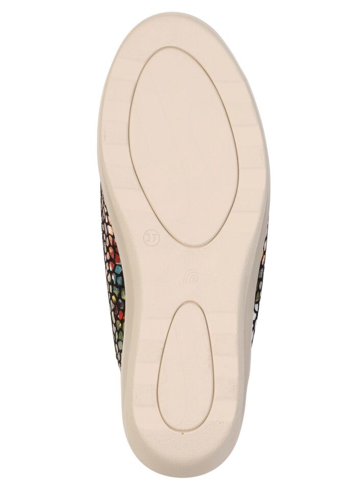 Bequeme Damen-Pantoletten, Weite G, mit Klettverschluss SCHWARZ-BUNT