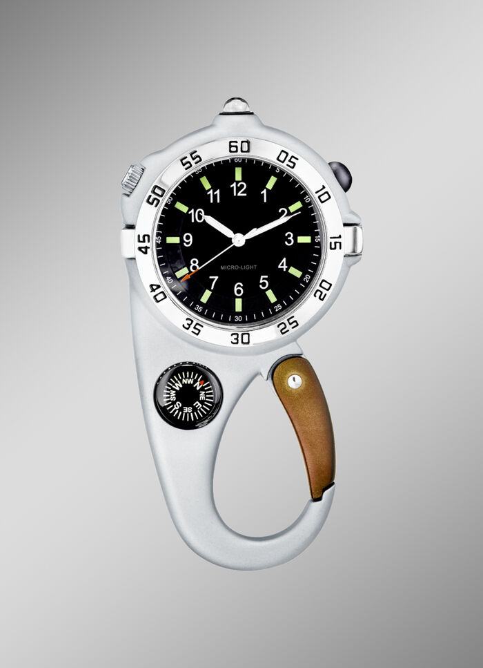 Quartz-Karabiner-Uhr mit Taschenlampenfunktion 
