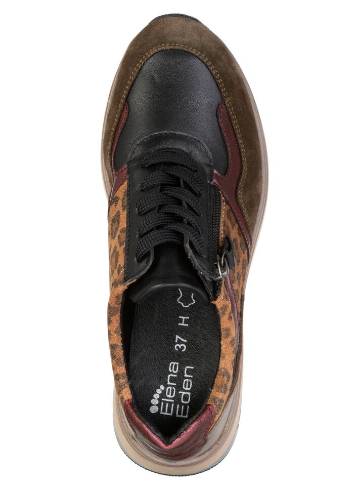 ELENA EDEN, trendige Damen-Sneaker, Weite H, mit herausnehmbarem Fussbett BRAUN-BUNT