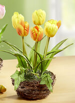 Tulpen im Weidekorb GELB-ORANGE